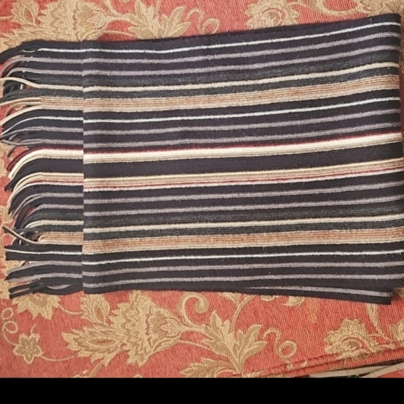 Men's wide Warm 100% Acrilic Multicolor striped fringe scarf - Picture 9 of 10